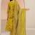 mustard floral printed cotton blend straight suit set
