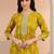 mustard floral printed cotton blend straight suit set