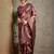 Brown geometric printed kantha work silk cotton tussar saree