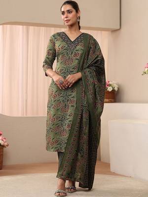 women floral printed regular kurta with palazzos & with dupatta 1