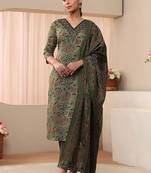 women floral printed regular kurta with palazzos & with dupatta