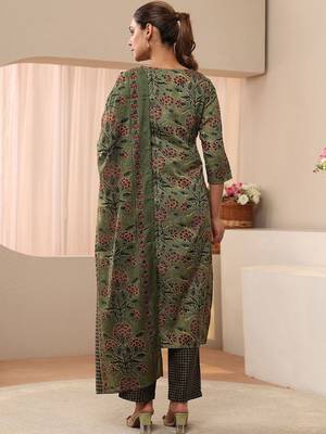 women floral printed regular kurta with palazzos & with dupatta 5