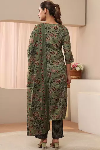 women floral printed regular kurta with palazzos & with dupatta
