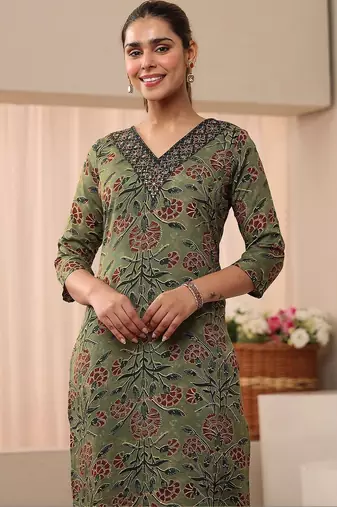 women floral printed regular kurta with palazzos & with dupatta