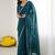 Teal floral embroidered  georgette designer saree