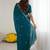 Teal floral embroidered  georgette designer saree