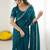 Teal floral embroidered  georgette designer saree