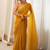 Yellow embellished embroidered poly georgette designer saree