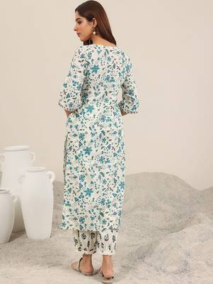 floral printed regular mirror work kurta with salwar 5