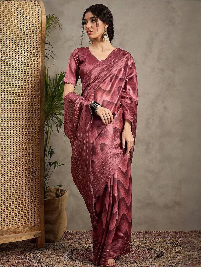Rose kantha work silk cotton tussar saree