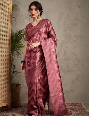 Rose kantha work silk cotton tussar saree 2