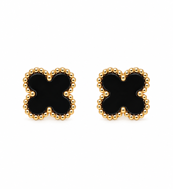 Anti-tarnish, beaded gold border, clover design, women's jewellery, stud back 5