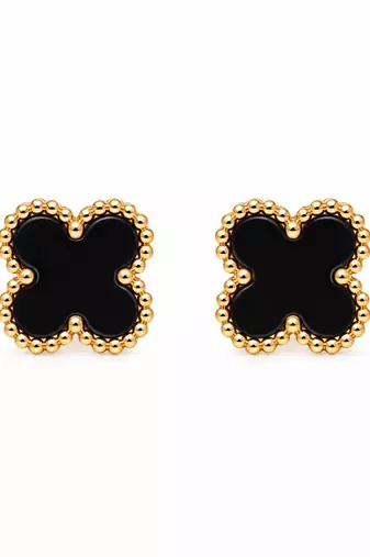 Anti-tarnish, beaded gold border, clover design, women's jewellery, stud back