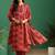 women ethnic motifs printed regular thread work kurta with trousers & with dupatta