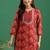 women ethnic motifs printed regular thread work kurta with trousers & with dupatta