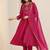floral yoke design thread work a-line kurta with trousers & dupatta