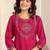 floral yoke design thread work a-line kurta with trousers & dupatta
