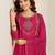 floral yoke design thread work a-line kurta with trousers & dupatta