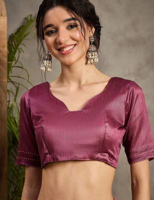 Magenta kantha work silk cotton tussar saree 5