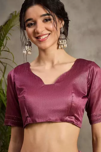 Magenta kantha work silk cotton tussar saree