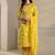 libas yellow floral printed straight suit set with dupatta