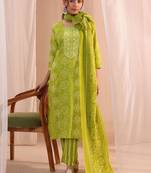 women ethnic motifs printed regular mirror work kurta with trousers & with dupatta