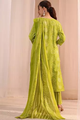 women ethnic motifs printed regular mirror work kurta with trousers & with dupatta