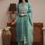 libas blue yoke design tissue straight suit set