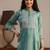 libas blue yoke design tissue straight suit set
