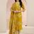 mustard bandhani printed cotton blend straight suit set