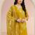 mustard bandhani printed cotton blend straight suit set