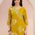 mustard bandhani printed cotton blend straight suit set