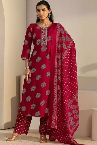 women ethnic motifs printed regular thread work kurta with sharara & with dupatta