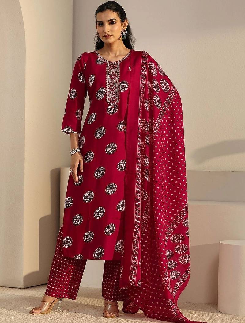 women ethnic motifs printed regular thread work kurta with sharara & with dupatta