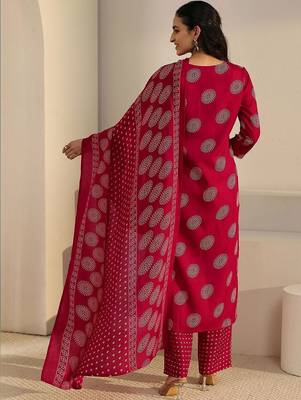 women ethnic motifs printed regular thread work kurta with sharara & with dupatta 6