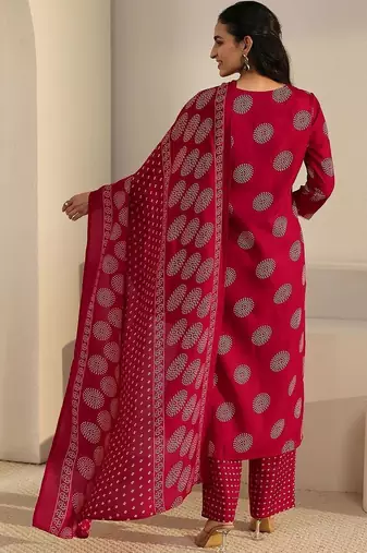 women ethnic motifs printed regular thread work kurta with sharara & with dupatta