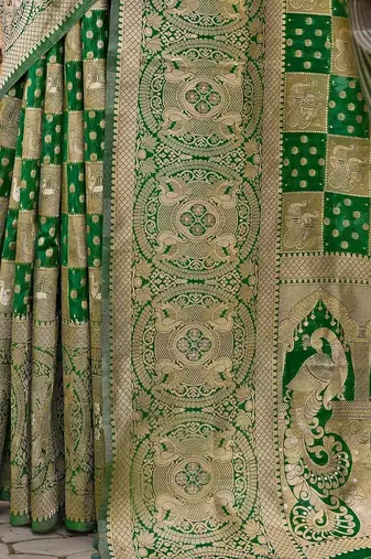 Green woven design zari organza banarasi saree