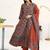 women ethnic motifs printed regular cotton blend kurta with trousers & with dupatta
