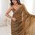 Brown olive tissue ethnic embellished festive wear matching blouse sarees