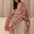 rust red floral printed cotton straight suit set