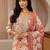 rust red floral printed cotton straight suit set
