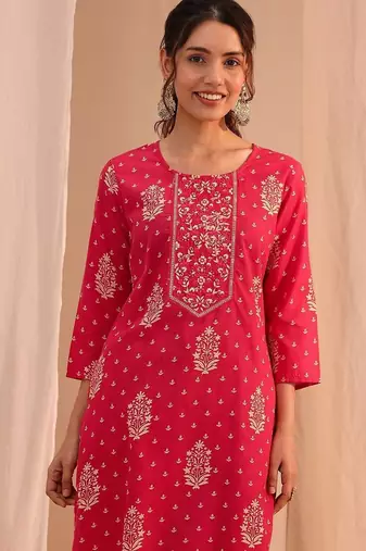 women ethnic motifs printed regular kurta with trousers & with dupatta