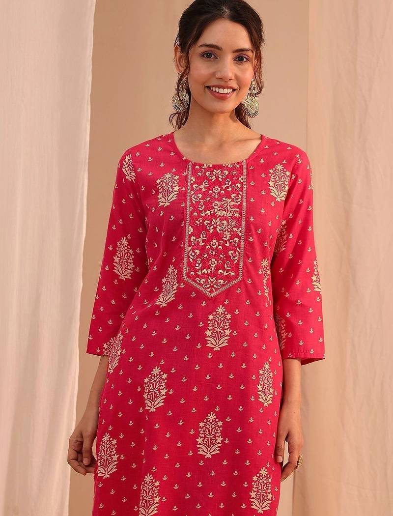 women ethnic motifs printed regular kurta with trousers & with dupatta