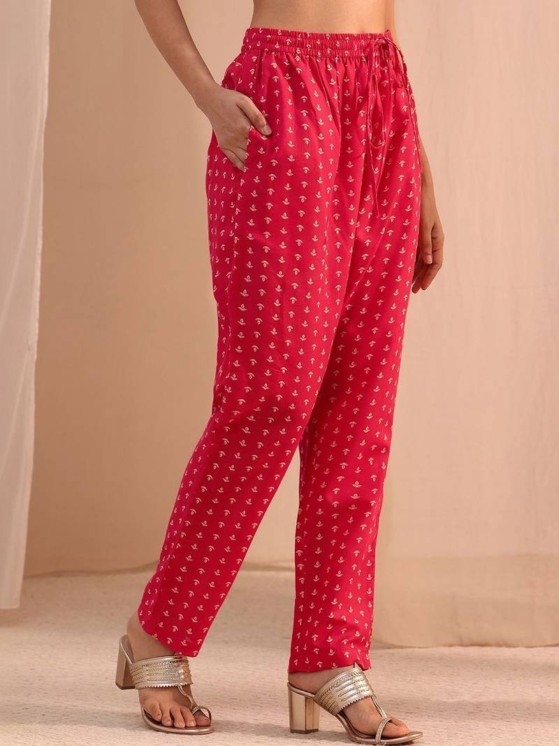 women ethnic motifs printed regular kurta with trousers & with dupatta