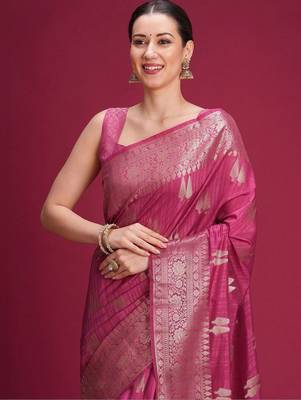 Mauve woven design zari silk blend handloom banarasi saree 2