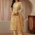 mustard paisley printed cotton straight suit set