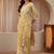 mustard paisley printed cotton straight suit set