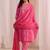 women ethnic motifs printed regular thread work kurta with trousers & with dupatta