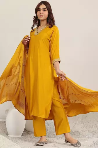 women ethnic motifs embroidered kurta with trousers & dupatta