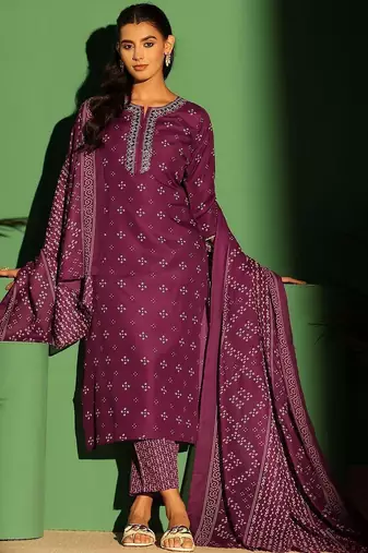 women ethnic motifs printed regular thread work kurta with trousers & with dupatta